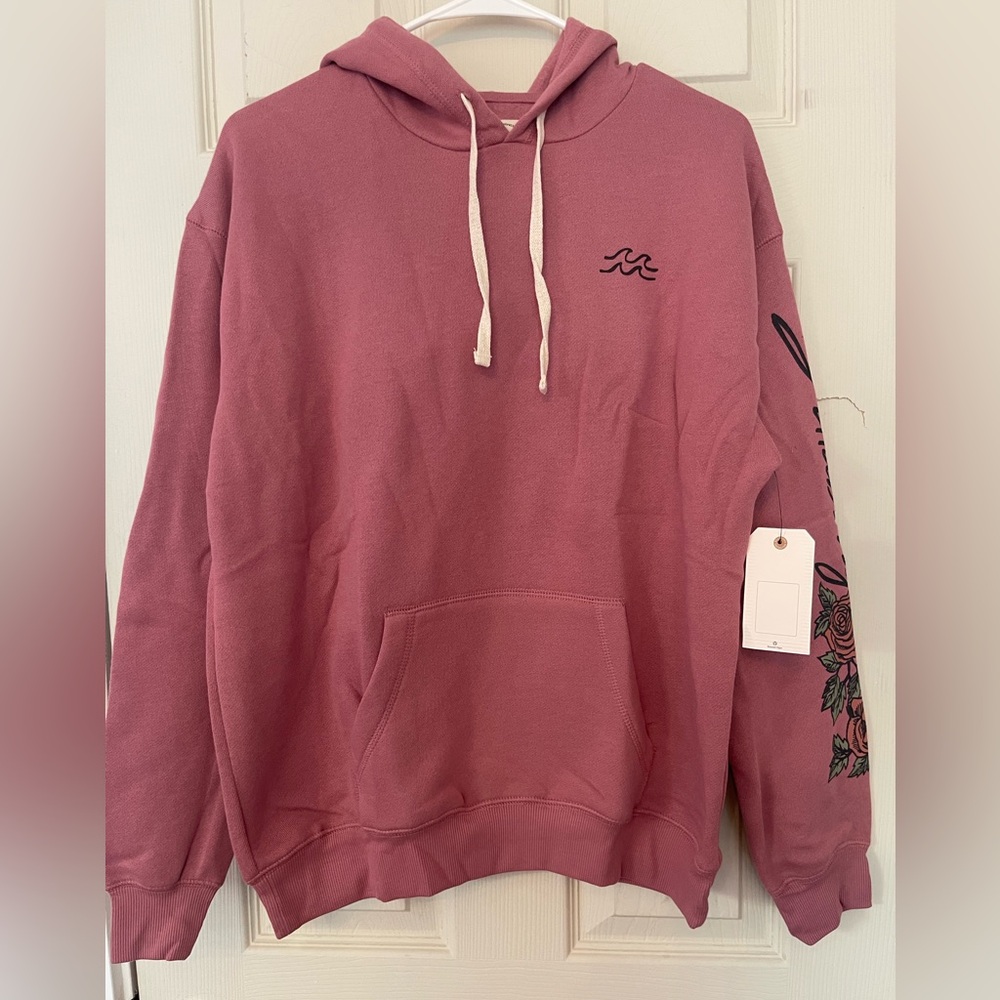 NWT Billabong Pink Hoodie with Floral Sleeve